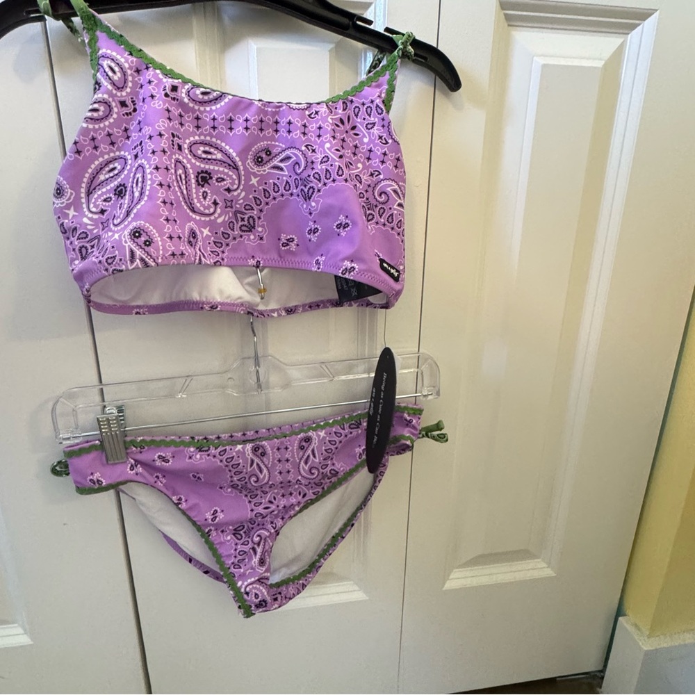 Purple Bandana Girls Bikini Swim Set